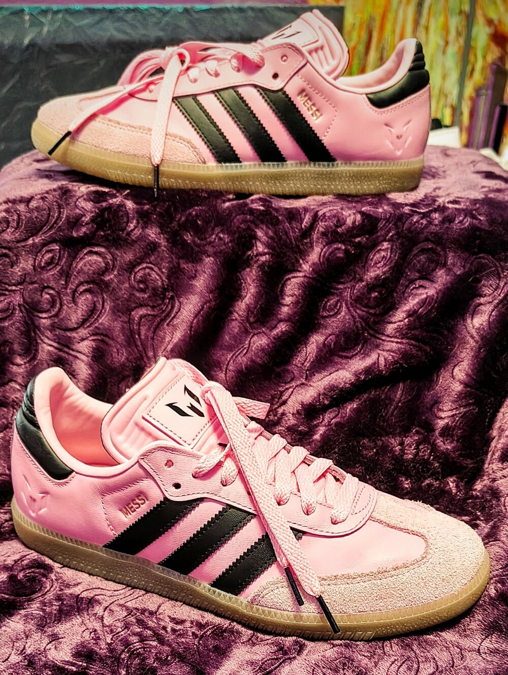 (NWOT) Adidas "Samba Messi" Light Pink/Black/Gum. . .
